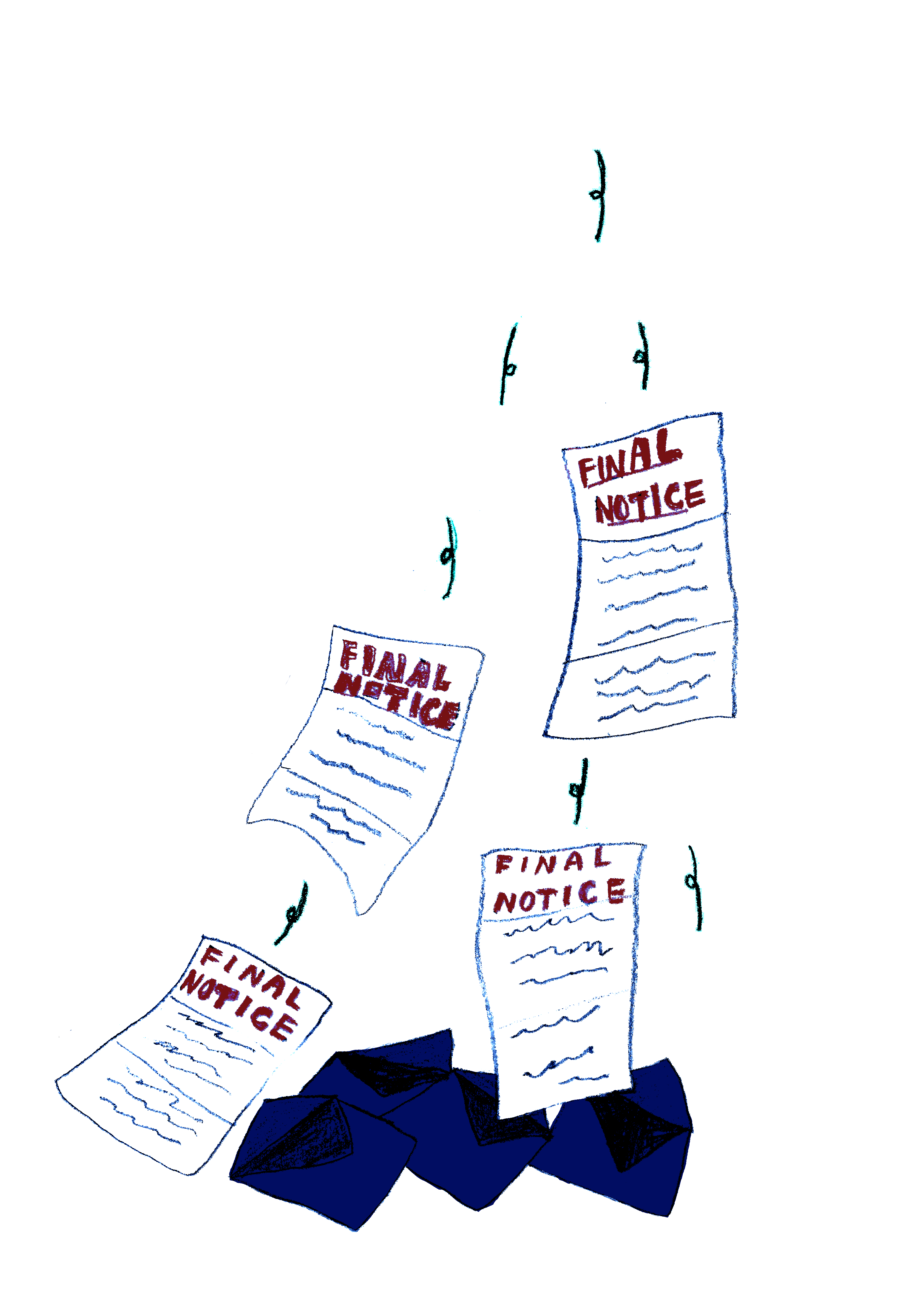 illustration of 4 different "final notice" letters